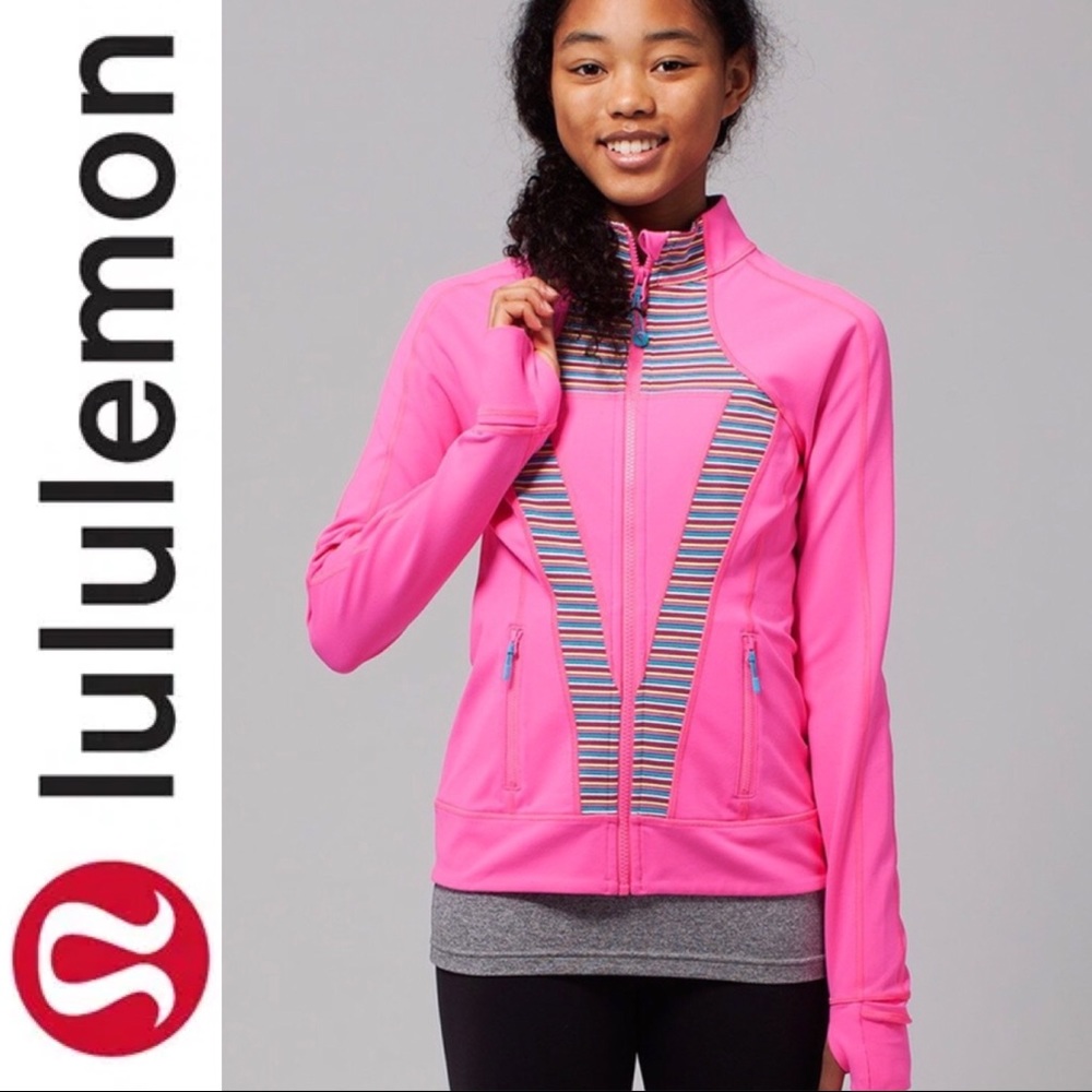 LULULEMON Ivivva~Girls Power Pink Zip Front Workout Yoga Jacket~Size 12~NICE!